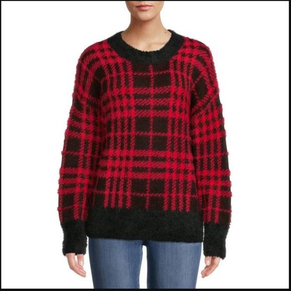 NEW Size Small plaid print sweater new with tags Christmas red black Soft NWT - Picture 7 of 7